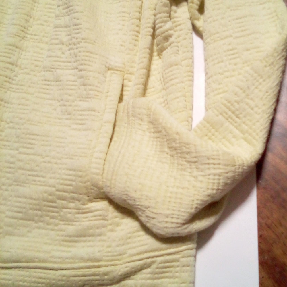 H by Halston Bomber Jacket 12 Yellow Lightweight Stretch Textured Knit Zip Front - Picture 5 of 9